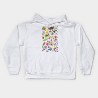 Watercolor Pollinators and Flowers Kids Hoodie